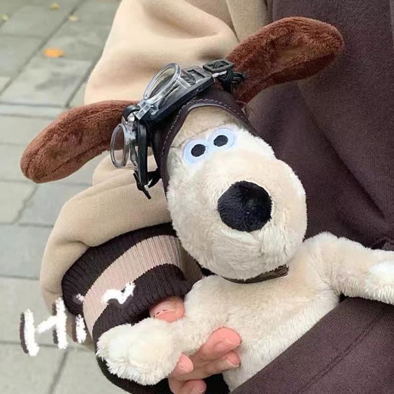 Plush Puppy Toy Animated Cartoon Cut Short Plushie Dog Home Decor Adornment Dolls Pilot Hat