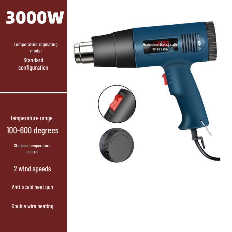 Adjustable Temperature Hot Air Gun for Car Wrapping and Heat Shrink, Small High Power Industrial Blower Flame Gun.