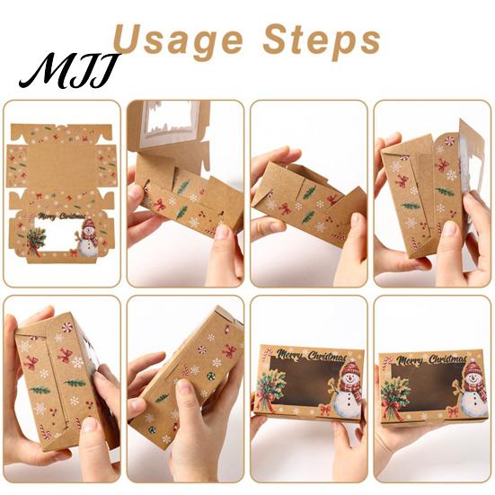 Holiday Snack Boxes 6Pcs Christmas Paper Gift Boxes, Xmas Color Printed Foldable Cookie Treat Present Wrapping Bakery Packaging for Desserts, Candies,