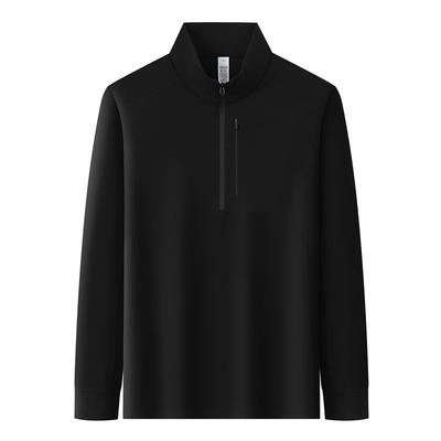 Sonbahar Kış Dik Yaka Sweatshirt Erkek Uzun Kollu Polo Tişört Düz Dış Mekan Spor ve Boş Zaman Alt Giyim Üst
