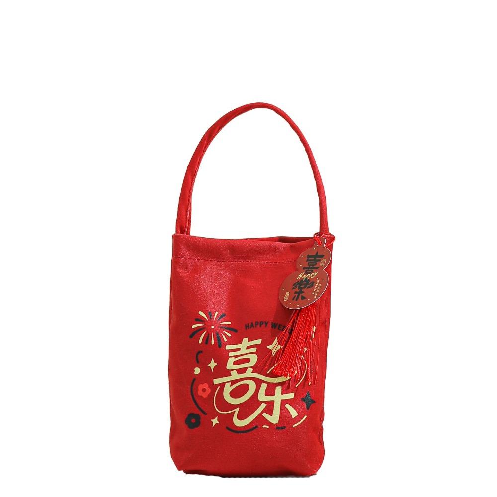 

Canvas New Year Gifts Bag Tassels Small Wrist Bag Sweet Wedding Candy Bag Birthday Red Style3 Handbag