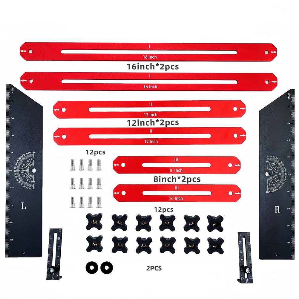 1set Stair Tread Template Tool Adjustable Aluminum Stair Ruler Measuring Tool Sliding Rods Rectangular Gauge For Home Projects