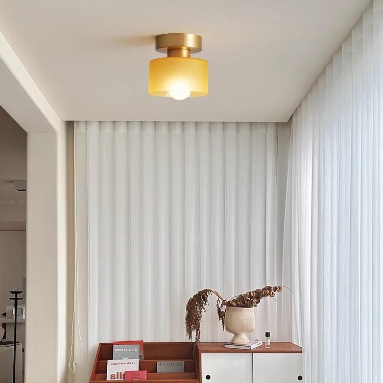 American-Style Stained Glass Ceiling Light for Balcony or Entryway