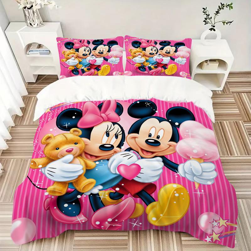 Mickey Minnie'S Sweet Day Print 3Pcs Bedding Setduvet Cover With 2 Bedropillowcase Home Birthday Gift