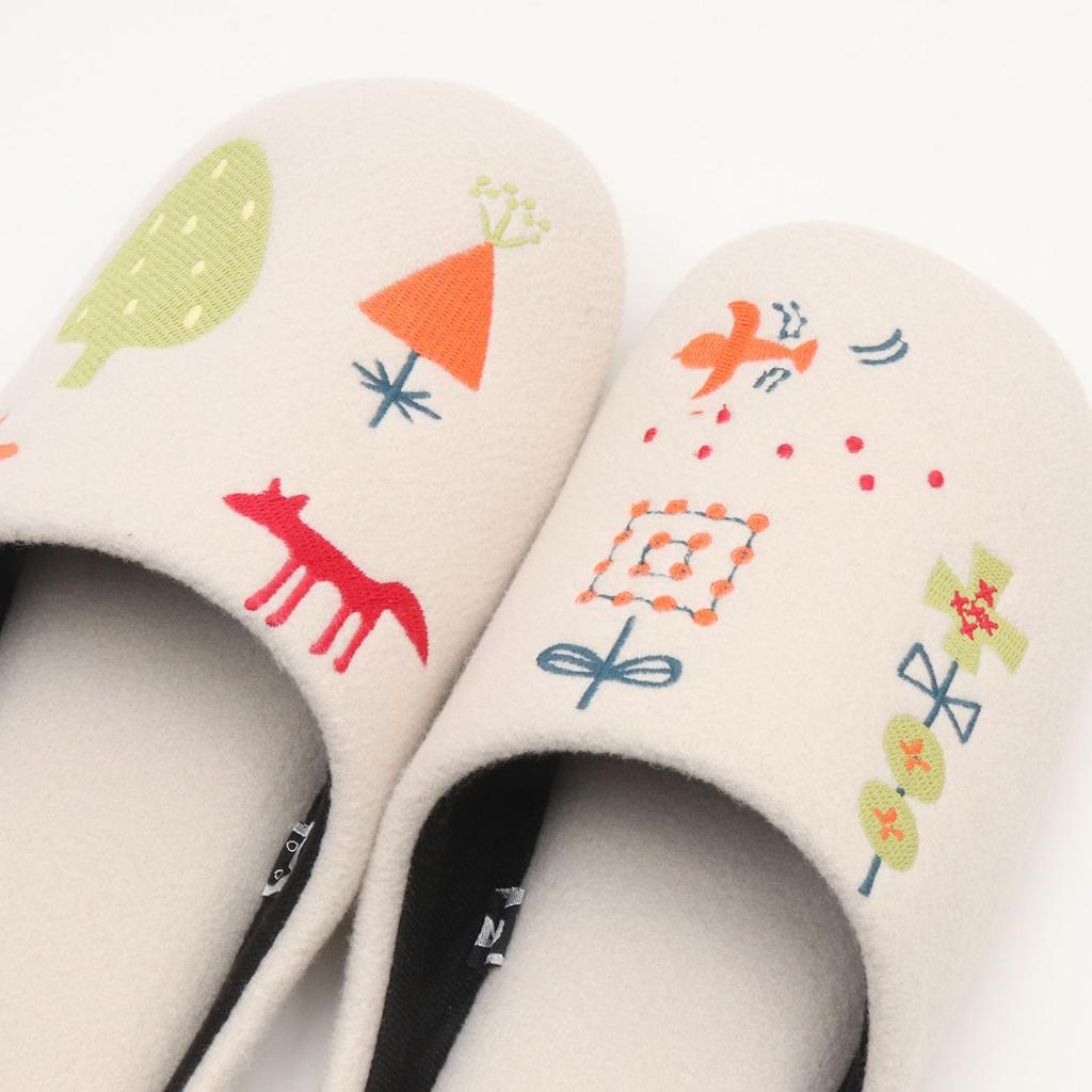 ATSUKO MATANO Slippers Atsuko Matano Room Cute and "Little Forest" [Atsuko Matano, Slippers, Shoes, Stylish] (Ivory)