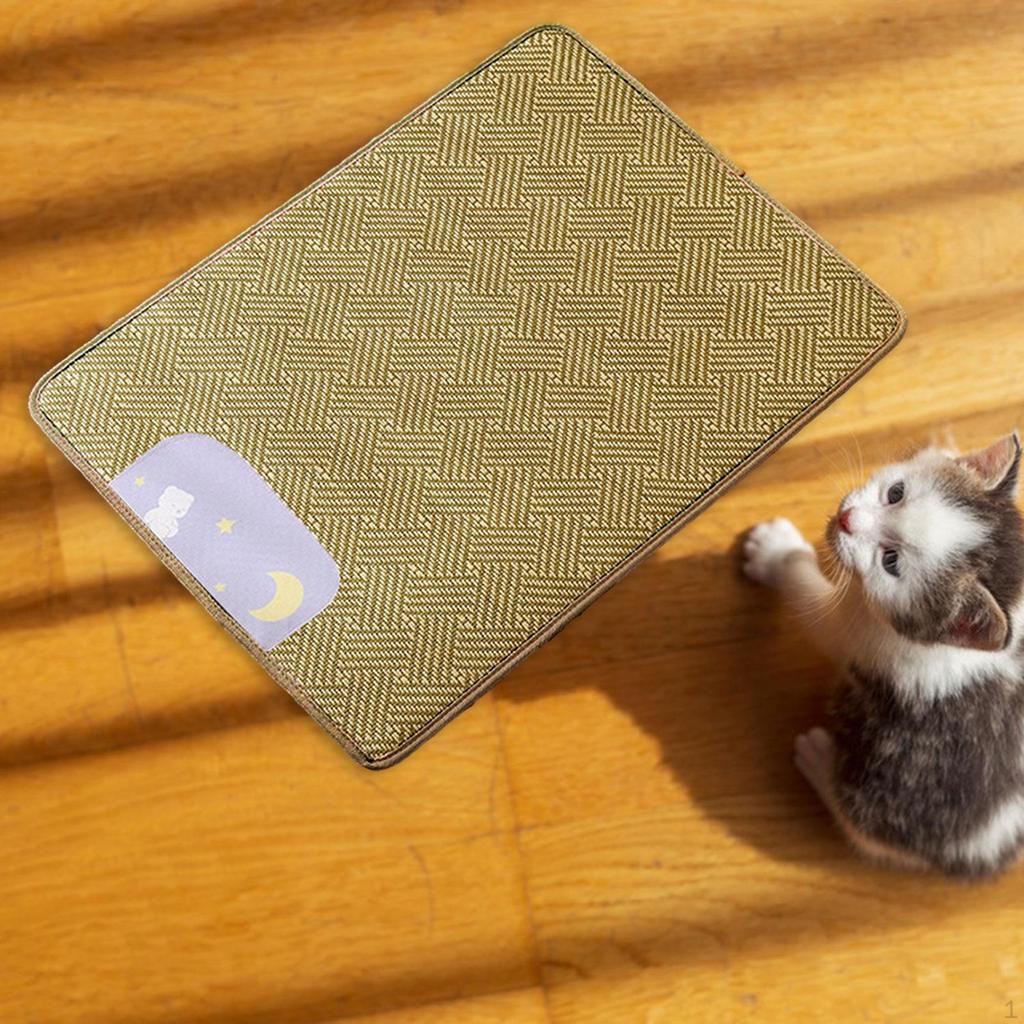 Dog Cooling Mat Cat Sleeping Rattan Reusable Thin Puppy Sleep Cushion Pet Cats Cool