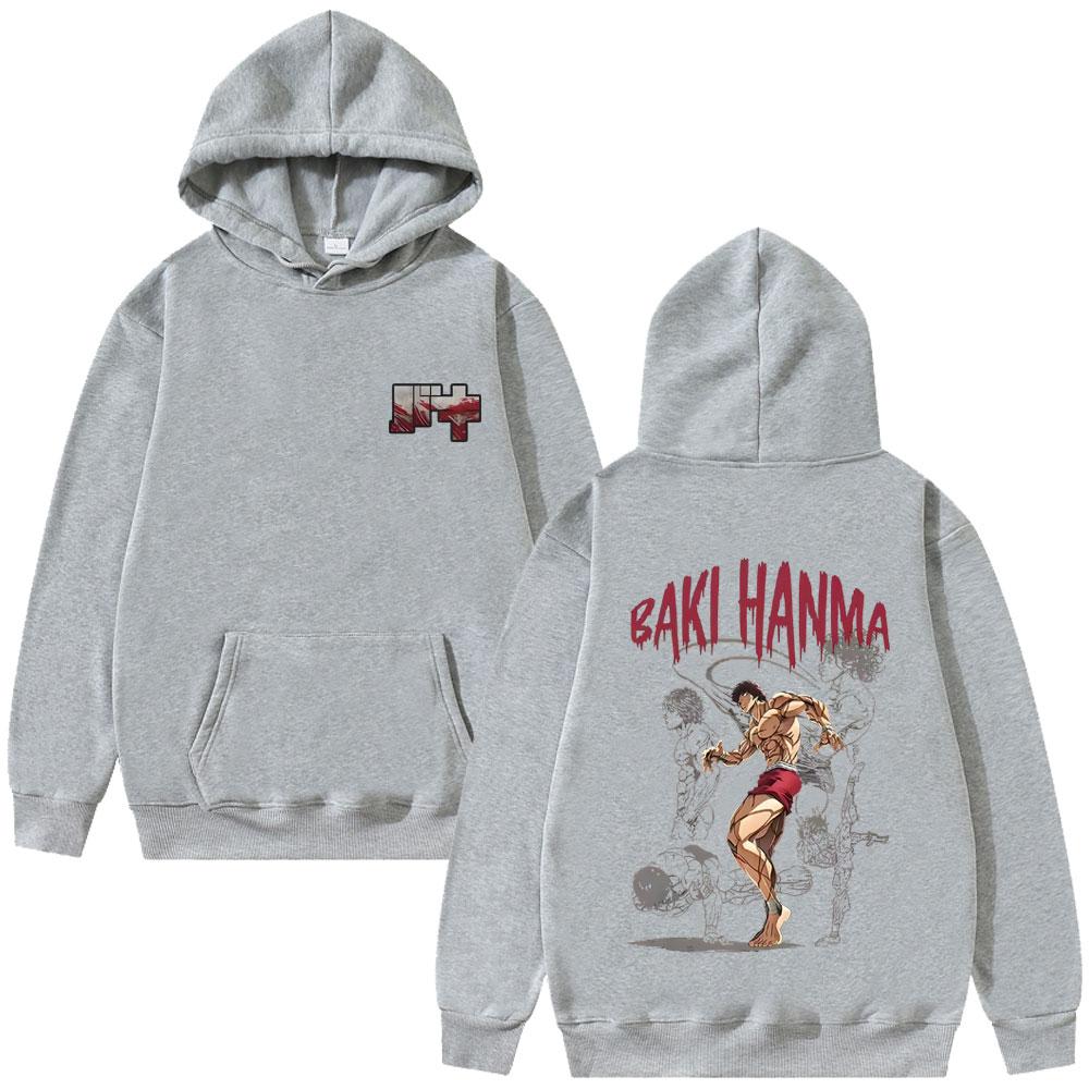 Japanese Anime Baki The Grappler Graphic Hoodie Baki Hanma Hooded Sweatshirt Men Women Casual Oversized Fleece Cotton Pullover