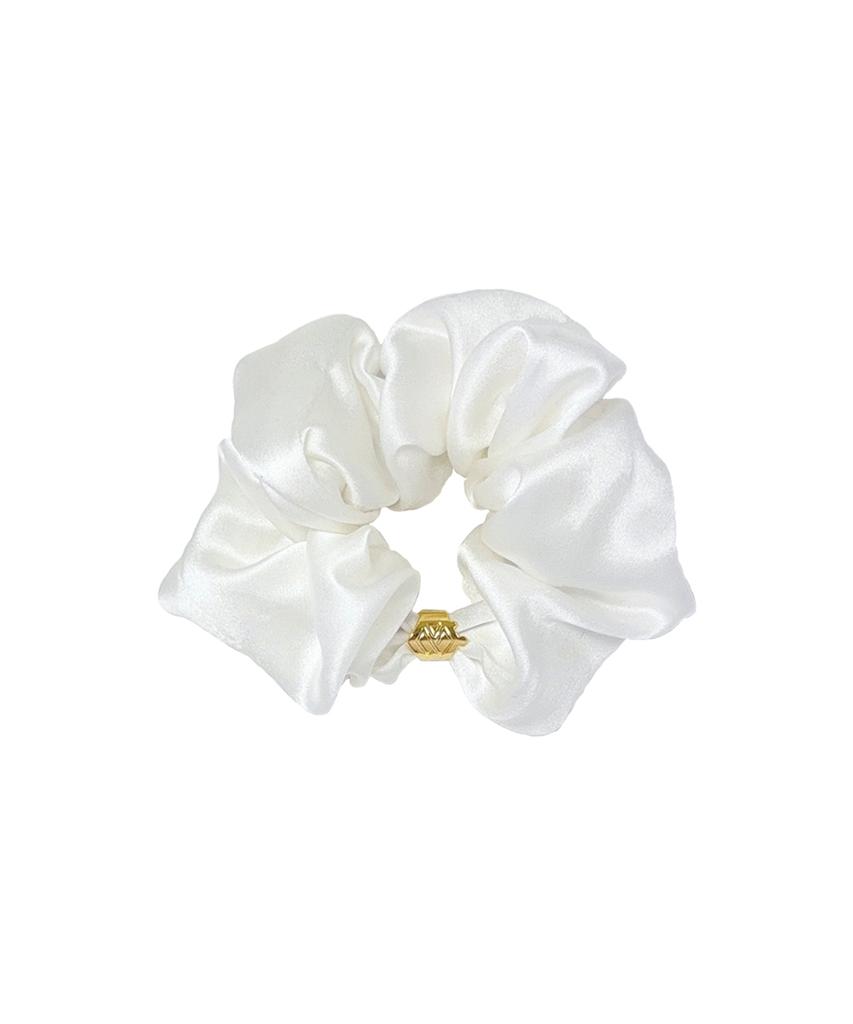 Aphrose Logo Frame Silk Scrunchie (White)