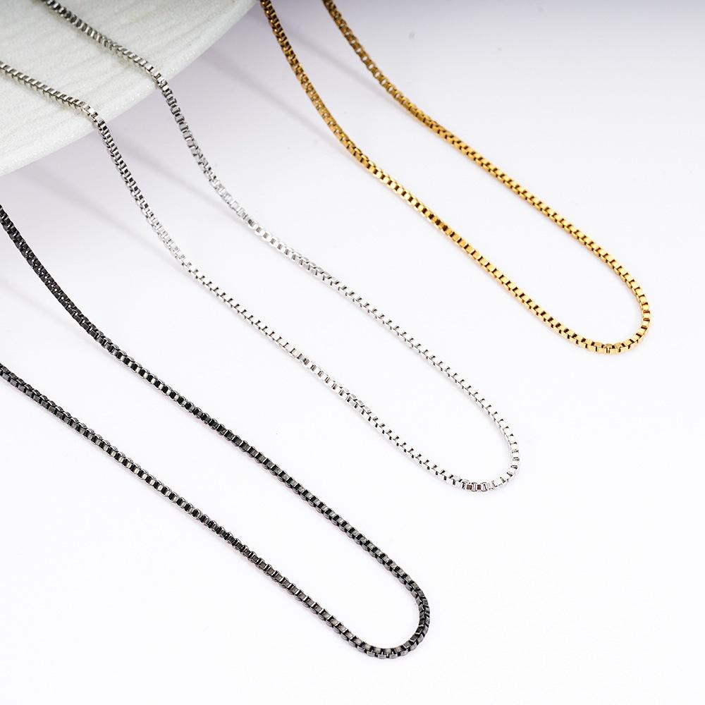 Non-fading Versatile Square Box Chain Men's Furnace Vacuum 18K Titanium Steel Necklace Simple Clavicle Chain Women's