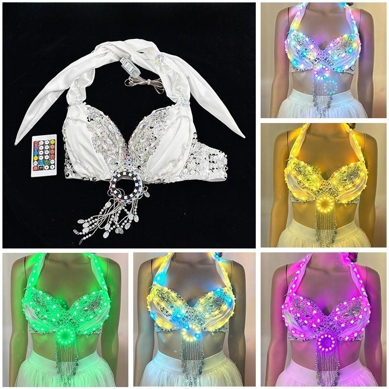 Fantasy Style Lighted Belly Dance Bra With Rechargeable Led For Party Shows