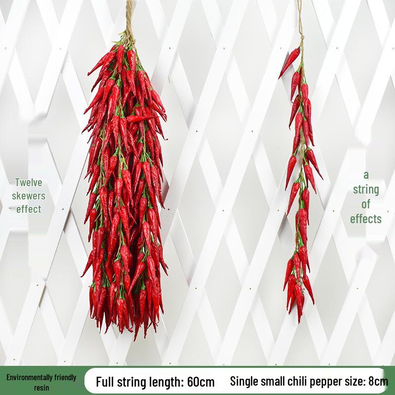 Simulated Vegetable Skewers Garland with Red Peppers, Garlic, and Peanuts for Farmhouse Decoration
