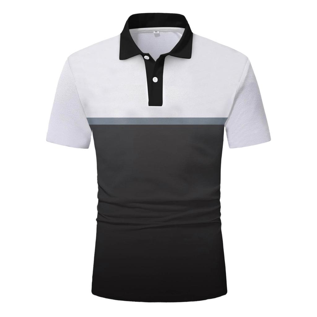 Trendy Geometric Short Sleeve Polo Shirt, Versatile Casual Top for Daily Wear