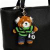 Cartoon Red Panda Plush Keychain Stuffed Red Panda Wearing Sweater Bag Charm with Mini Camera for Backpack Handbag Car Key Accessories
