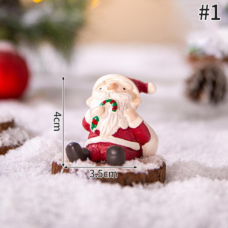 Miniature Santa Claus Elk Snowman Cute Animal Resin Micro Christmas Tree Ornaments Desktop Decoration Crafts Xmas Gifts
