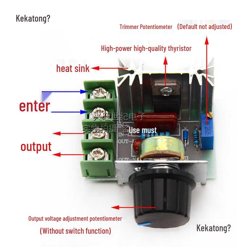 2000W Thyristor AC Spannungsregler & Motor Drehzahlregler mit 220V Drehknopf und Temperaturregelung