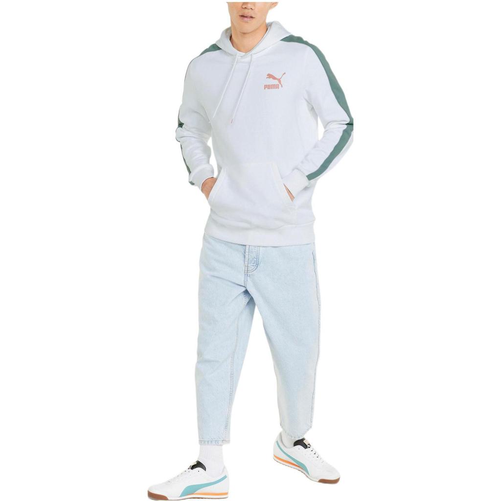 Puma Logo Print Drawstring Hoodie With Long Sleeves Men Tops White 531354-A-52