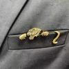 Classic Zinc Alloy Crocodile Tiger Shaped Engraved Men's Suit Lapel Pin Formal Accessory Pins For Men Suits