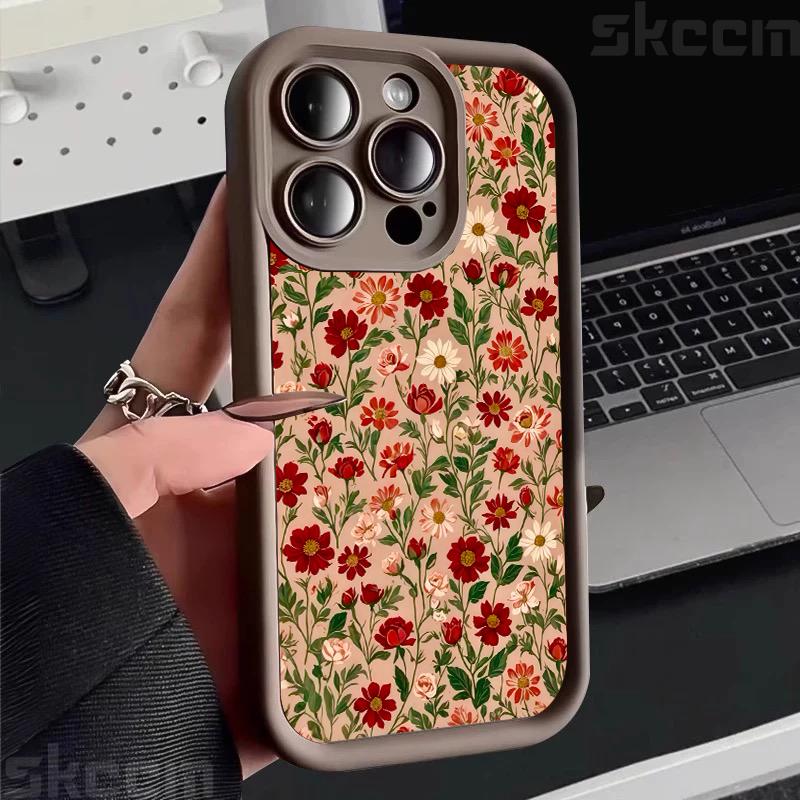 

Ретро Цветочный Узор Полное Покрытие Чехол для Телефона Для Samsung Galaxy S25 S24 S23 S22 Ultra S21 Plus S20 FE A15 A35 A54 A55 Чехол Samsung S25 Plus