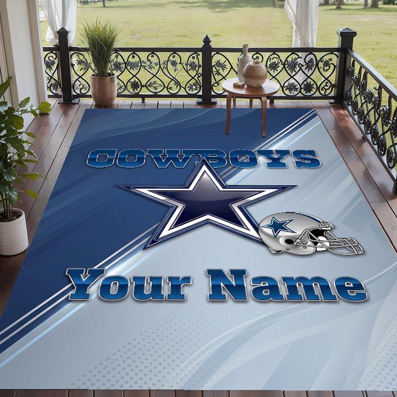 Custom Text Printed Rug Dallas Cowboys Non Slip Floor Carpet For Home Room Decor