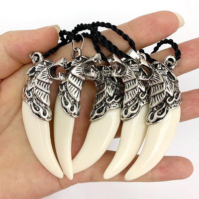 Wolf Tooth Resin Pendant Men's Necklace Domineering Hipster Personality Inner Mongolia Tibetan Mastiff Tooth Shape Men's and Women's Pendant