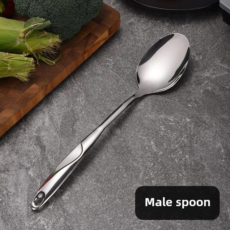Non-Magnetic S-Shaped Stainless Steel Handle Kitchen Utensils Set Six Pieces Hollow Handle Wok Spatula Mermaid Porridge Spoon