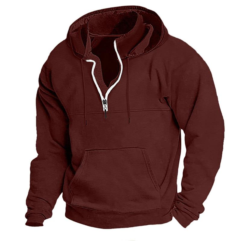 

Чоловічий повсякденний худі з капюшоном та блискавкою 1/4 L червоний