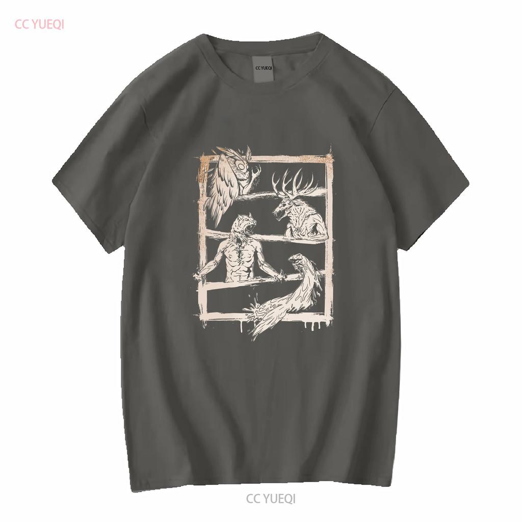 New Limited Cryptid Legends Mothman Wendigo Dogman Lake Monster T Shirt vintage Washed homme Versatile Unisex designer clothes