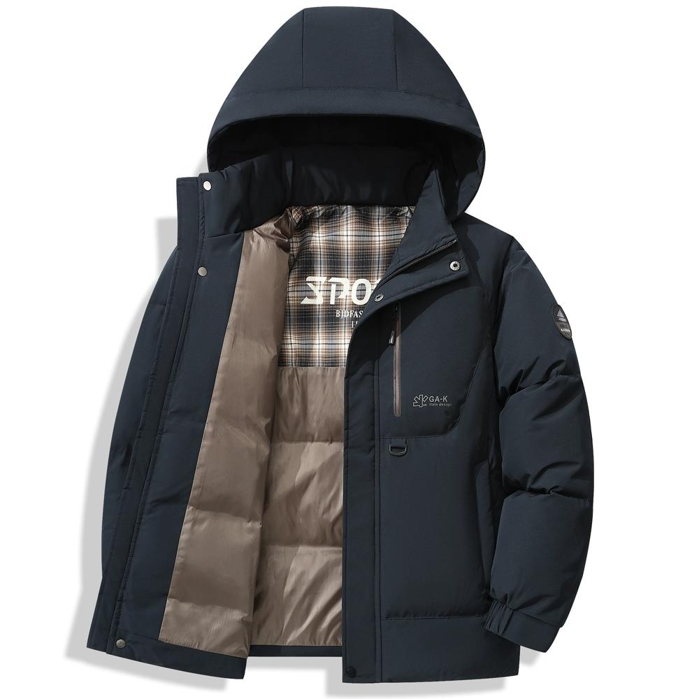 Men's Lightweight Puffer Jackets Detachable Hood Water-Resistant Casual Winter Coat Hooded Insulated for Travel Ski
