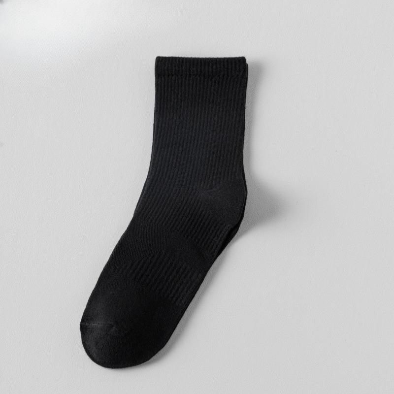 

Long-staple Cotton Black and White Socks, Men s and Women s Mid-calf Socks, Pure Cotton Antibacterial and Deodorant Mesh Waist Cinched Sports Socks 1 pair чёрный