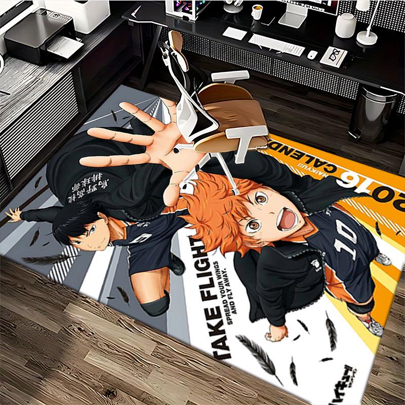 1pc Haikyuu!! Kageyama Tobio and Hinata Shoyo Office Chair Mat, Anime Cartoon Design, Non-Slip Carpet for Home Decor, Suitable for All Seasons, Perfec