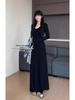 Hepburn-Inspired Elegant V-Neck Long-Sleeved Slimming Dress for Tall Women