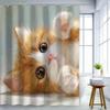 Cute Orange Kitten Shower Curtain Waterproof Easy To Clean Privacy Protection Print Realistic Cat Art Design Adorable Quicksetup