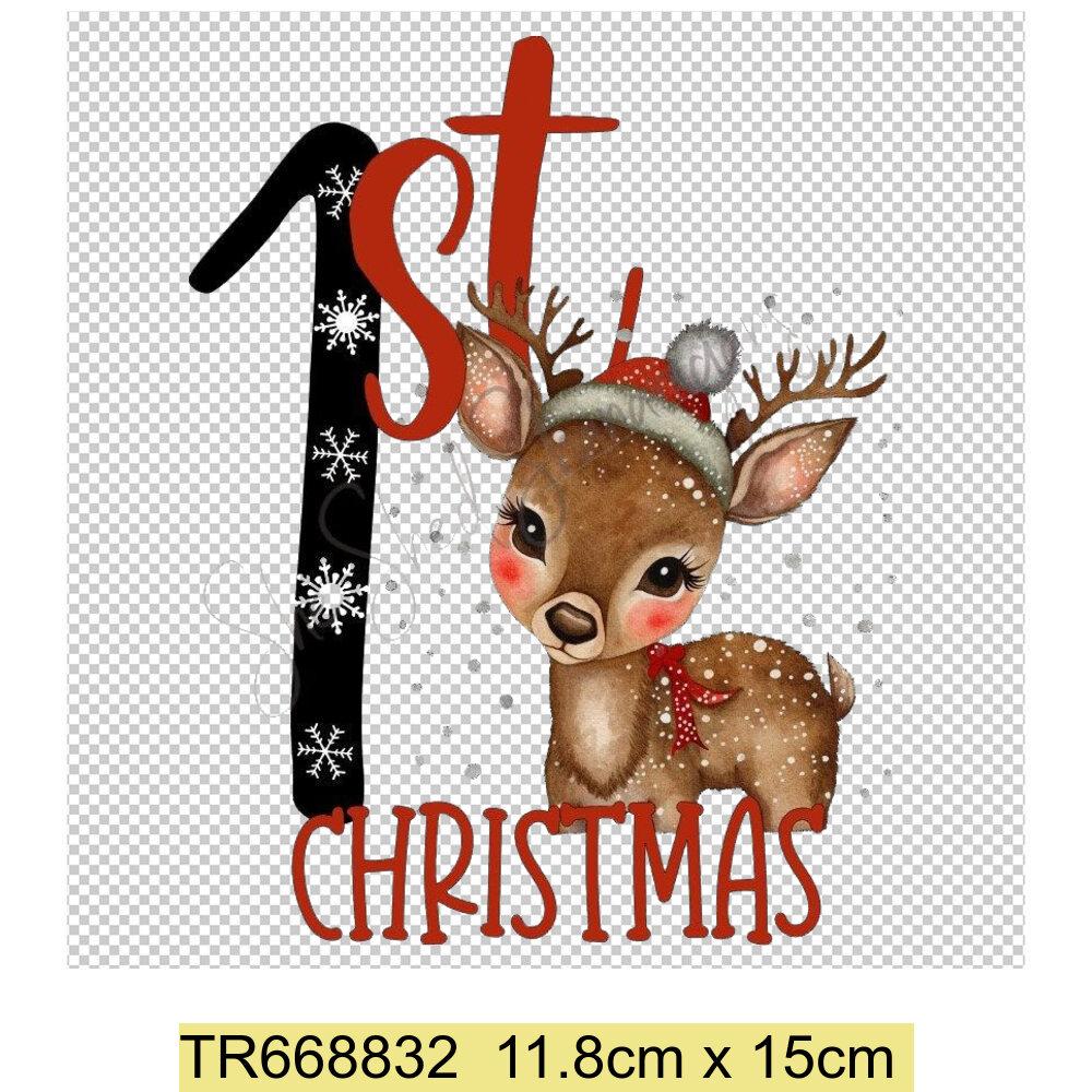 My First Chrismas DIY Clothing Heat Transfer Sticker Kids T-shirt Infant Romper Clothing Patches Heat Transfer Xmas Sticker