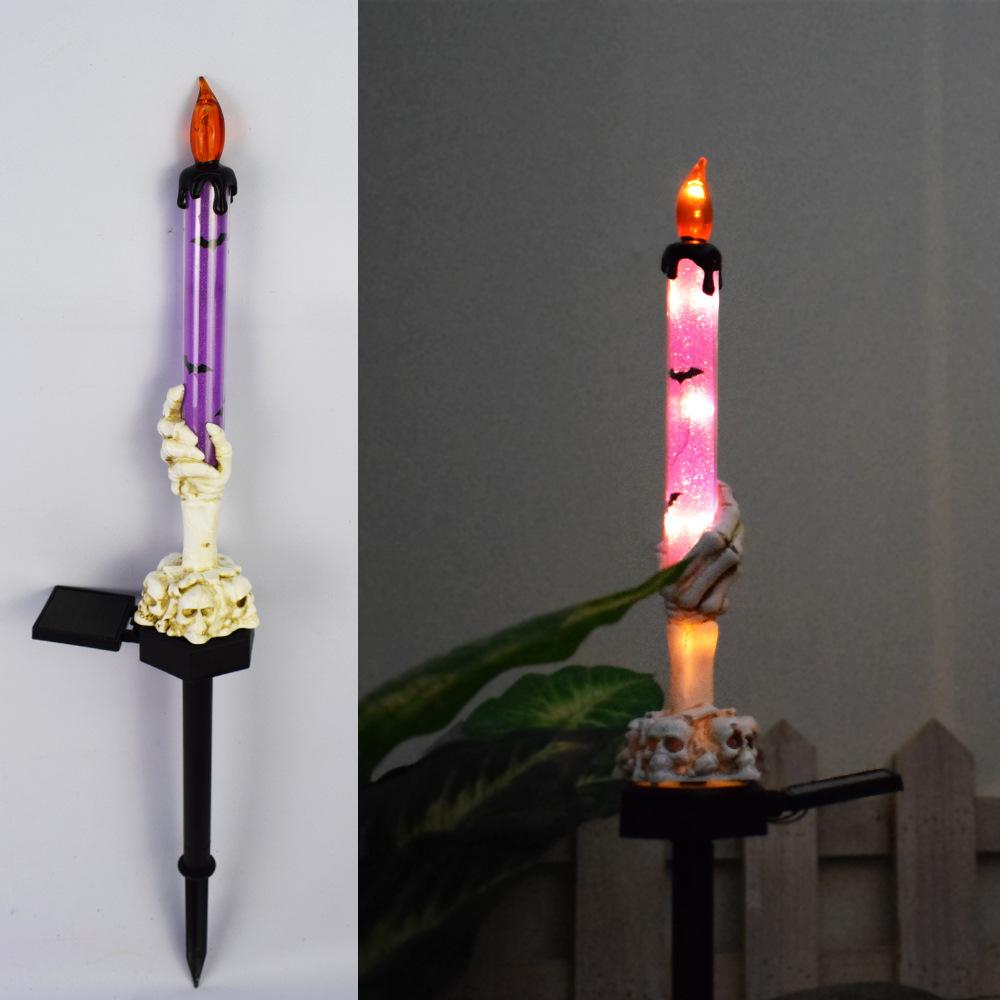 Halloween Pumpkin Candle Pathway Solar Lights Crow Yard Stake Lamp for Garden Yard Lawn Pathway Home Party Decoration Waterproof
