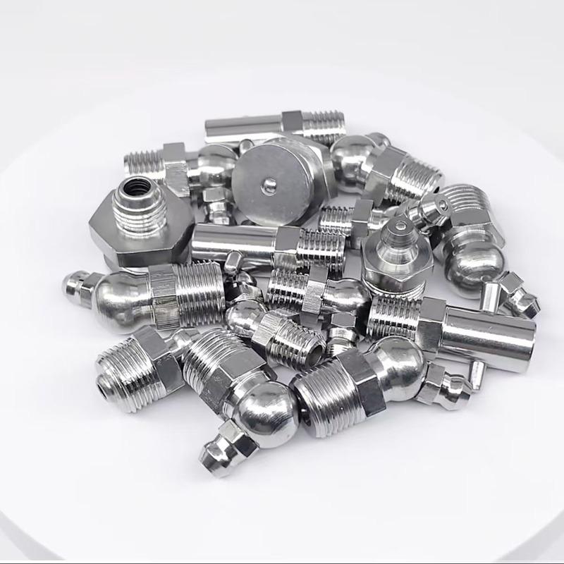 Metric & Imperial Thread Zerk Grease Fittings 304 Stainless Steel Straight Elbow Grease Nipple Lubrication Connector 10Pcs