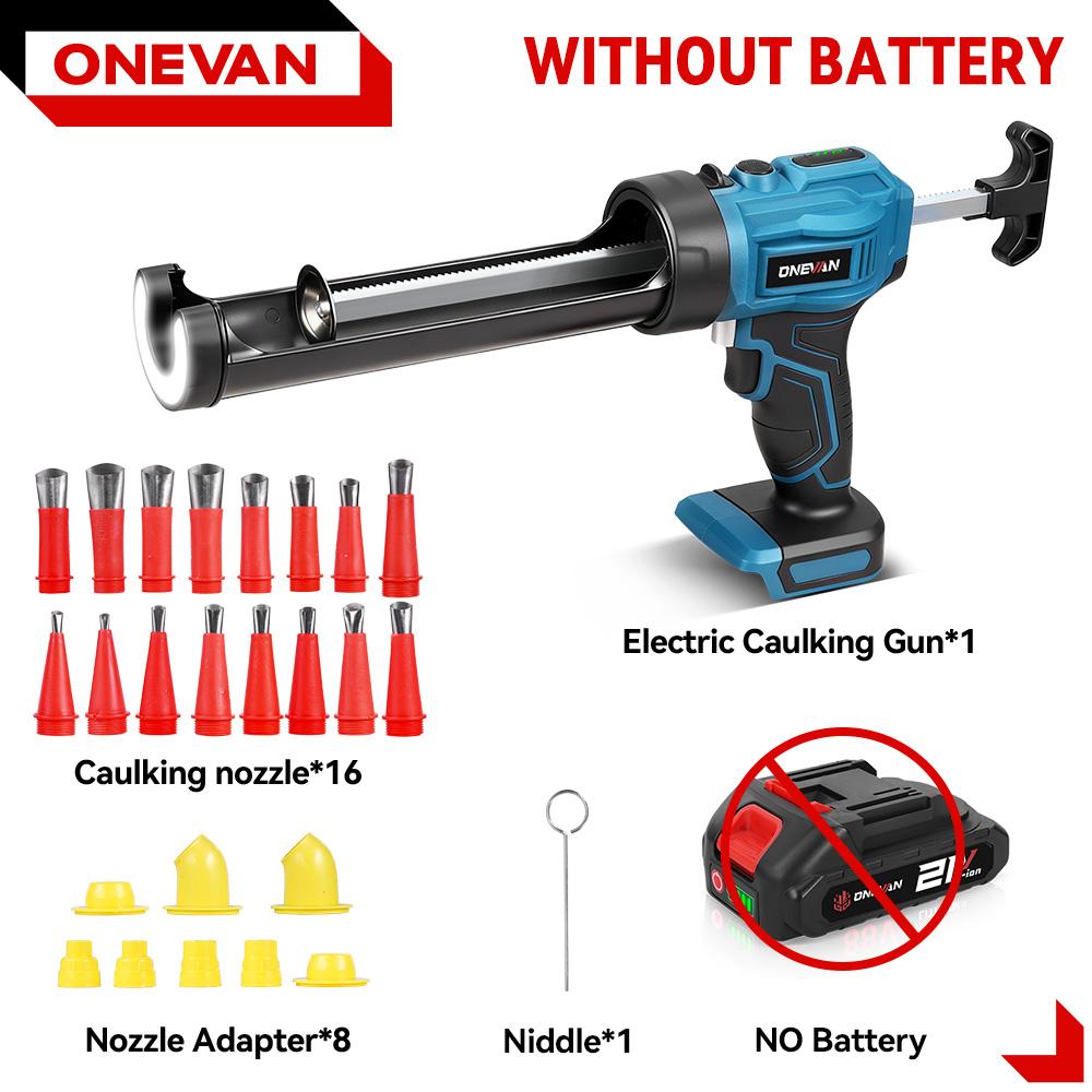 

ONEVAN 4-скоростной электрический пистолет для герметика, аккумуляторный пистолет для клея, пистолет для герметика для стекла и твердой резины, электроинструмент для аккумулятора Makita 18 В, штифтовый Without Battery