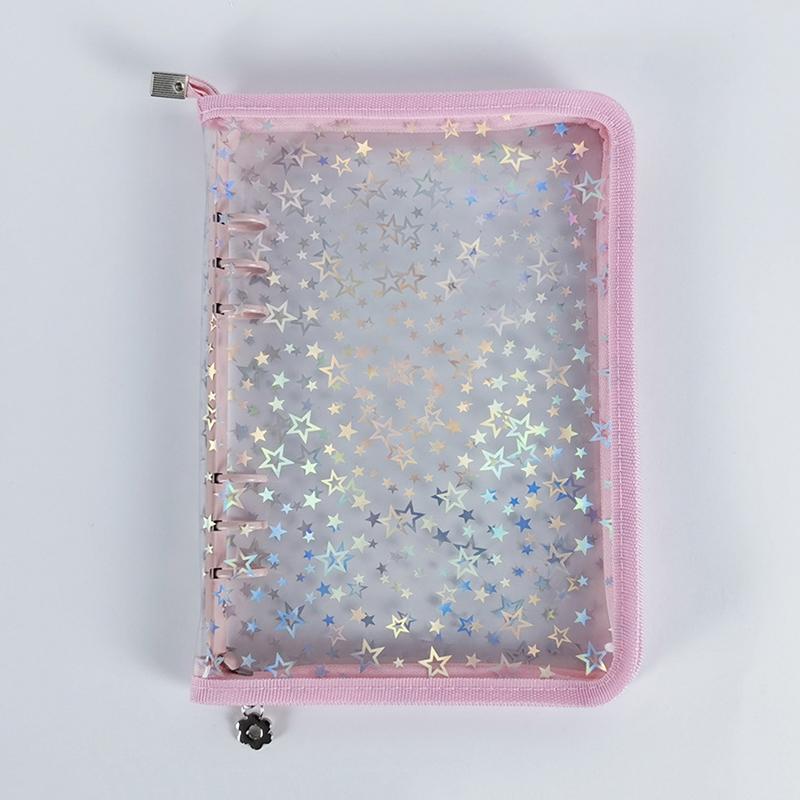 

A5 Лазерний Зірковий Блискавковий Папка-Колектор з Наповнювачем Органайзер для Записів DIY Щоденник Прозорий Альбом для Фотографій Айдолів Кавайна Канцелярія рожевий