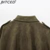 BITCED Women's Pre-Spring Fashion Suede-Effect Pilot Jacket