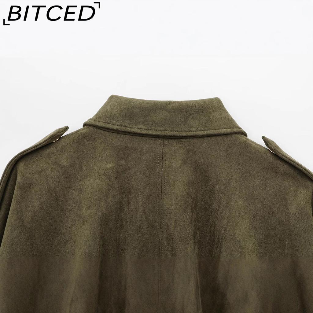 BITCED Women's Pre-Spring Fashion Suede-Effect Pilot Jacket