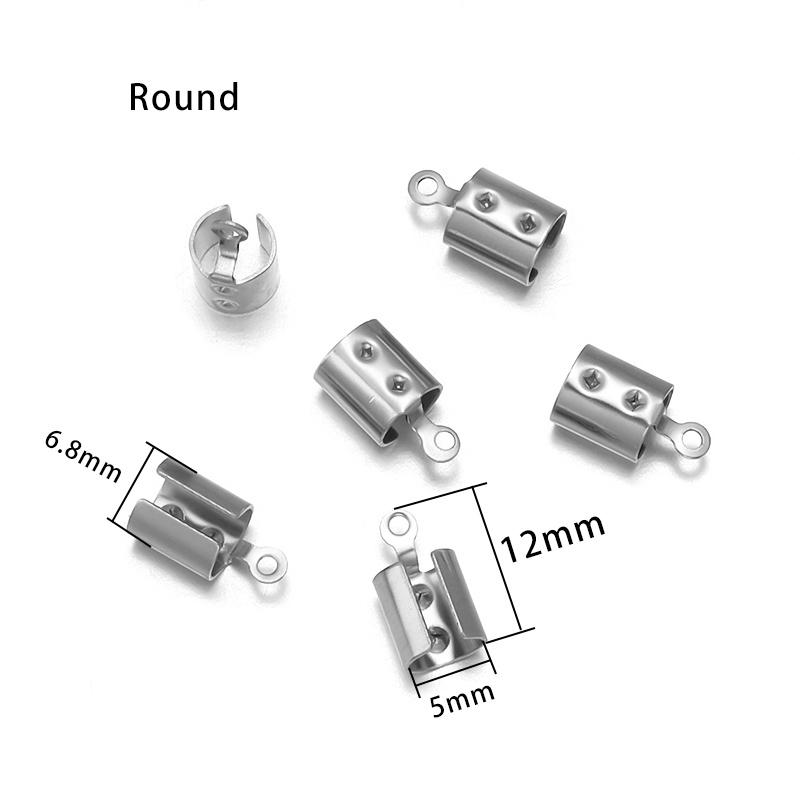 High Quality Stainless Steel Crimp End Beads Caps Leather Cord Clip Tip Fold Crimp Bead Bracelet Connectors For Jewelry Making