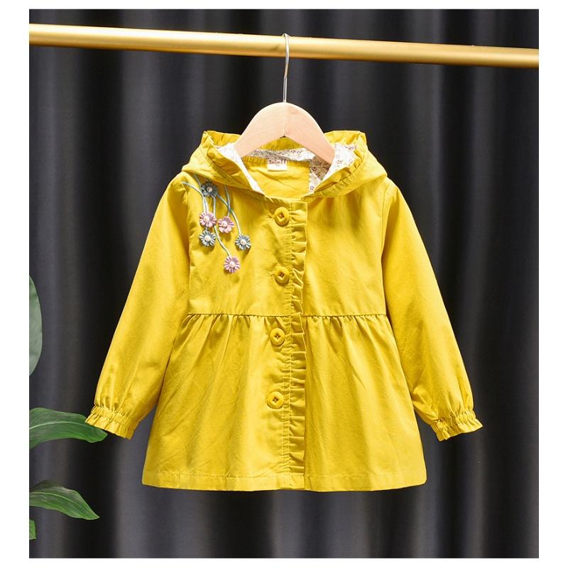 

Милый вышитый плащ для девочки на осень, детская однобортная верхняя одежда для принцессы с капюшоном 140 жёлтый