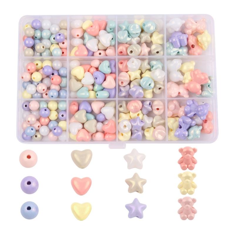 

Acrylic Beads Round Spacer Beads Heart Beads with Hole DIY Craft Beads Colourful Beads for Bracelets Jewellery Making 1