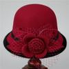 Hats for Women Warm Wool Woolen Hats for Autumn Winter Mother's Temperament Round Top Hats Elegant Retro Mesh Flower Fashion Hats