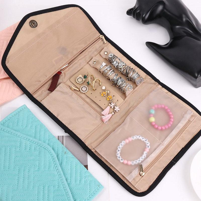 Travel Jewelry Storage Bags Roll Foldable Jewellry Organizer Case for Rings Necklaces Portable Jewellery Packaging Holder Box