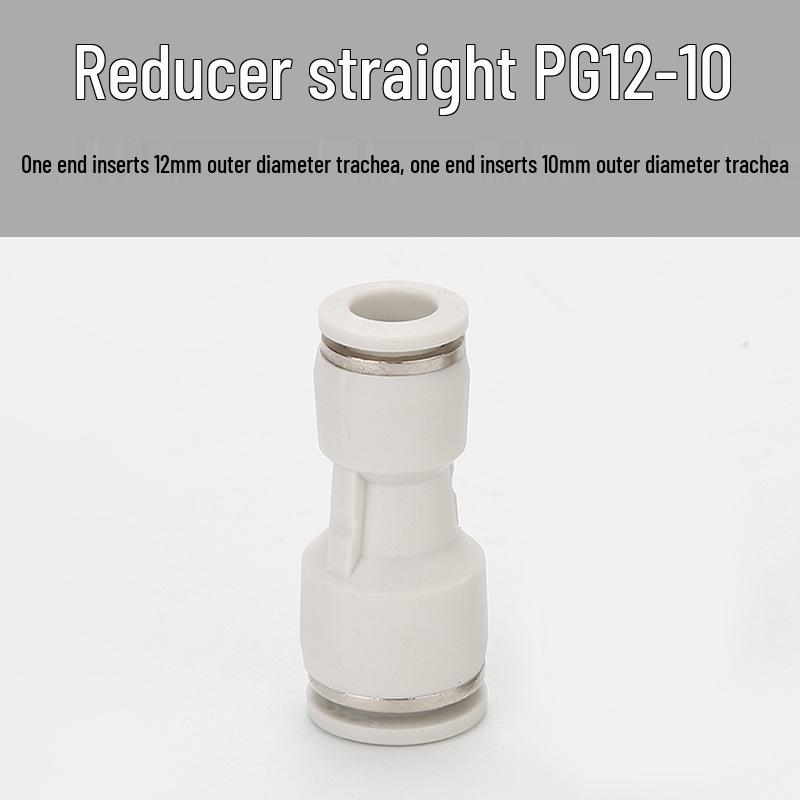 Straight Quick Push-In Pneumatic Air Tube Connector, PU Sizes 6-16, Plastic Two-Way Joint