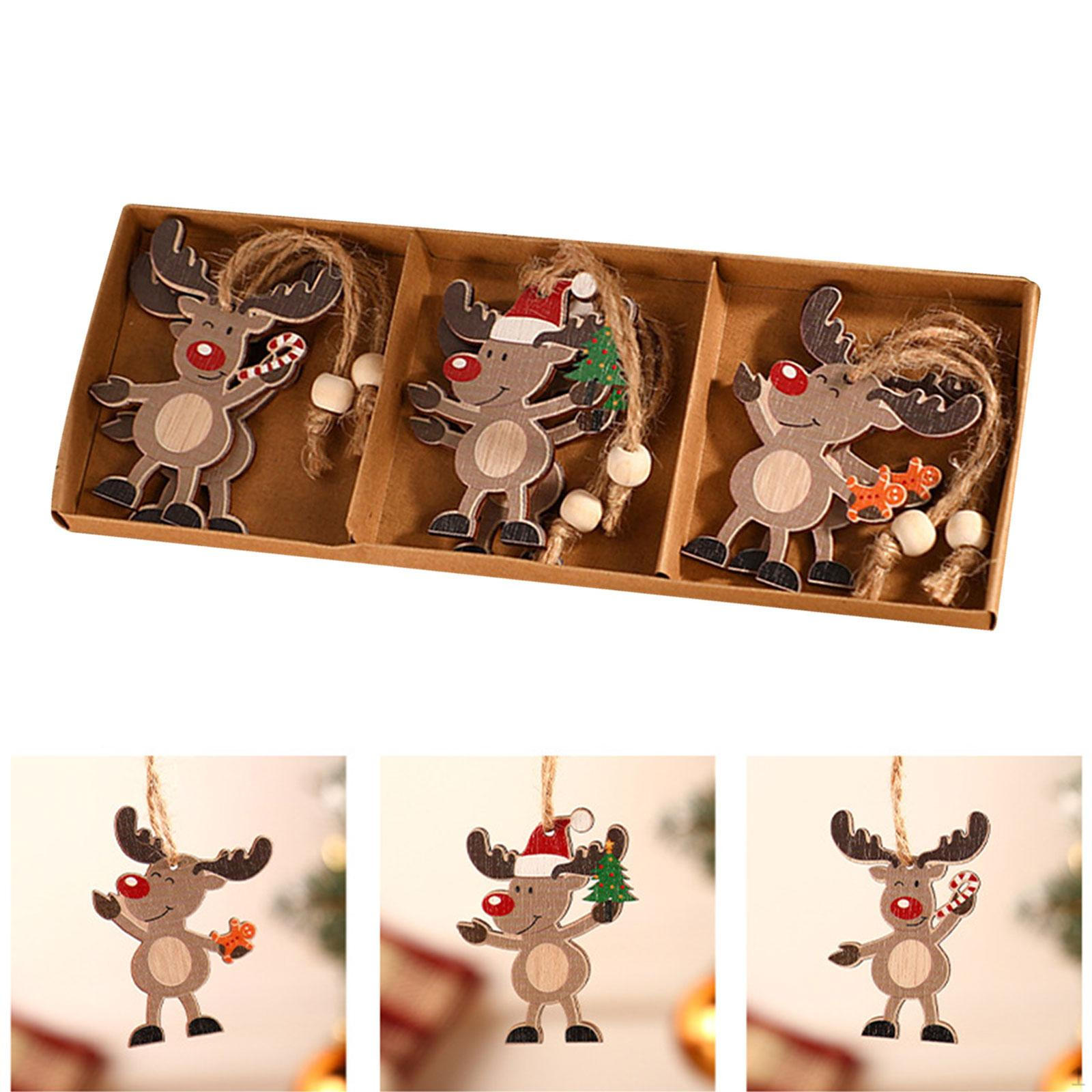

6 Pieces Wooden Hanging Christmas Ornaments, Birthday Gift Decoration, Decorative Wood Slice Tags, Elk