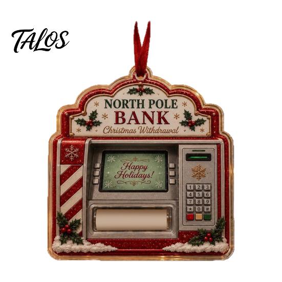 Acrylic Hanging Decorations for Tree 2D Christmas Cash Holder Ornament, Gift Card Fun Accessories Xmas Decor, Reusable Pocket Keepsake Holiday