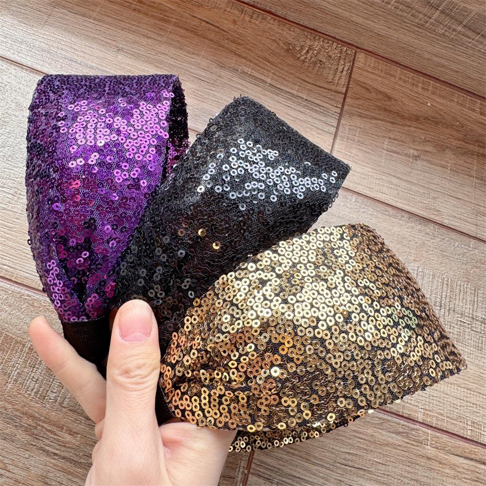 1Pcs Sequined Wide-Brimmed Headband Holiday Party Bronzing Sequined Hair Band Makeup Diademas Haar Accessoires Women