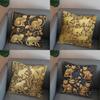 2D Cute Golden Cats With Leaves Pillow Cover Pattern Cushion Cover Suitable For Sofa Bedroom Car Pillow Cover