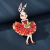 Emaille-Brosche Funkelnde Strasssteine Eingelegt Tanzender Hase Design-Pin Märchen-inspirierter Schmuck Anzüge Pullover Mäntel Accessoires